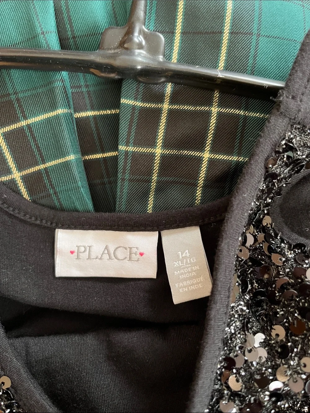 Children’s Place sequin & plaid Christmas holiday dress